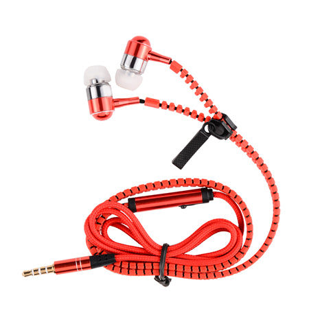 Hangrui zipper earphone 3.5mm inin-ear earphones with mic