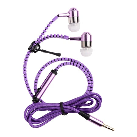 Hangrui zipper earphone 3.5mm inin-ear earphones with mic