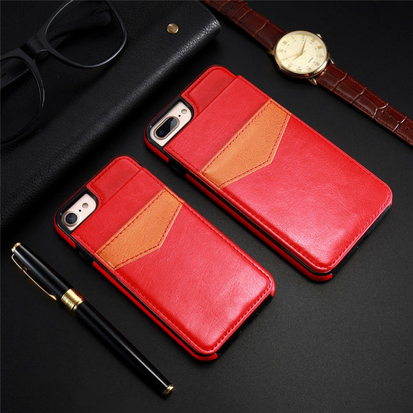 KISSCASE Vertical Flip Card Holder Leather Case For iPhone