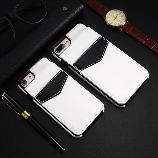 KISSCASE Vertical Flip Card Holder Leather Case For iPhone