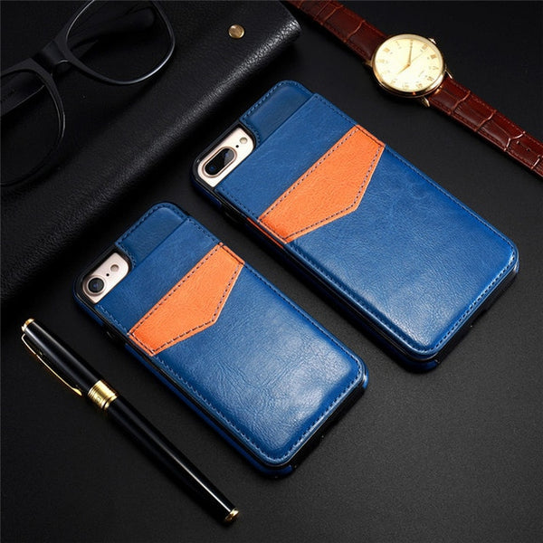 KISSCASE Vertical Flip Card Holder Leather Case For iPhone