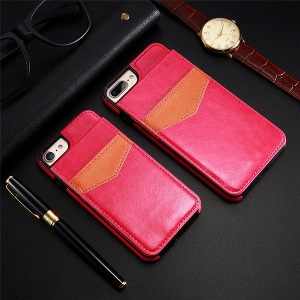 KISSCASE Vertical Flip Card Holder Leather Case For iPhone